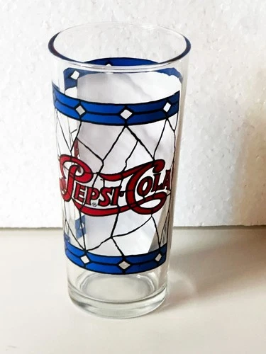 Vintage Pepsi Cola Glass 1970's Tiffany Style-Stained Glass 16 oz.