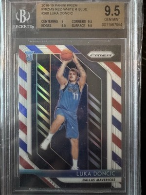 Panini Prizm 2018-19 Luka Doncic #280 Red White & Blue RC BGS 9.5 Mavs