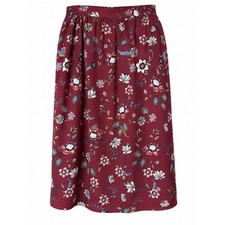 LOFT Outlet Women's M Burgundy Floral Midi Skirt Elastic Waist Boho Fall Cottage