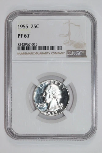 1955 PROOF WASHINGTON QUARTER NGC PR67