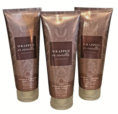 WRAPPED IN VANILLA BODY CREAM 48-HR MOISTURE 8 OZ BATH BODY WORKS NEW LOT X 3