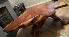 Solid Tree Root Coffee Table Hand Carved Live Edge Natural Wood Statement Piece