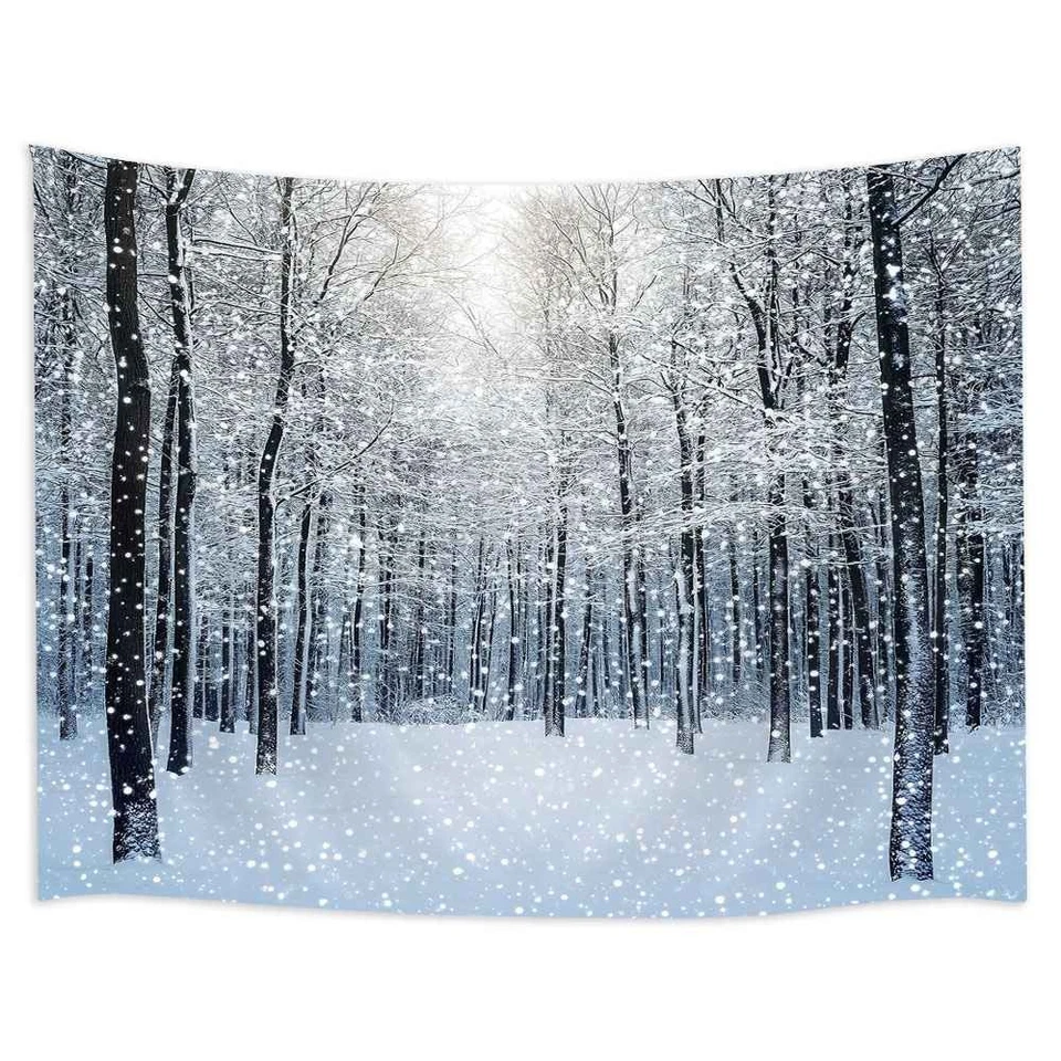 Schneewald Natur Poster XXL Wandteppich Wandbehang Wandtapete Hintergrund - Bild 3 von 4