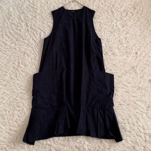Y's Yohji Yamamoto Sleeveless Dress Navy Floral Jacquard Cotton Japan Size 2 M