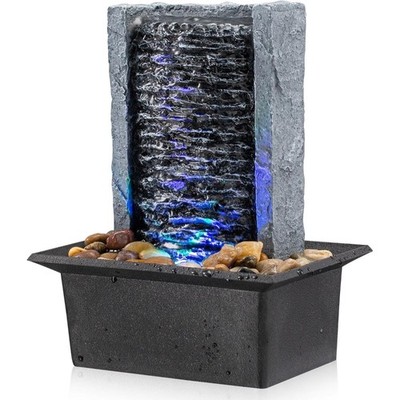 Indoor Waterfall Tabletop Fountain with LED Lights for Home Office Decor