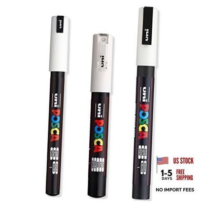 - Ultra Fine to Fine Paint Marker Pens Set - PC-1MR, PC-1M, PC-3M - White Ink