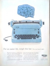 1956 Vintage Blue Royal Portable Typewriter Print Ad, Beautiful Ad thumbnail