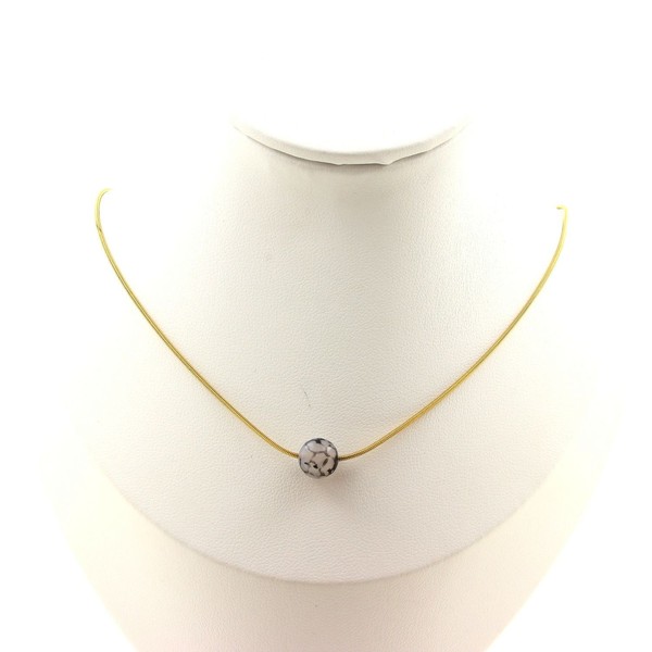 Halskette 1 Perle Achat Venen Drachen- 8 Mm. Kette Stahl Halskette Damen, Ho-image