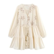 Women Elegant Party Dress Long Sleeve Short Dresses Fashion Floral Mini Dress