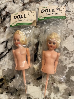 Fibre Craft 6'' Half Doll With Moving Eyes On Pick Blonde Hair Lot of 2
