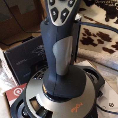 PXN Flight Stick Joystick for PC, Wired Plastic Controller, Black/Silver