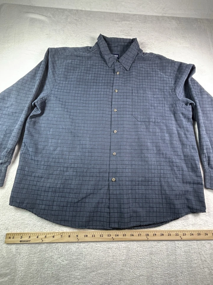 Basic Editions Shirt Mens XL Navy Classic Fit Button Down Long Sleeve Pocket - Image 4 of 4
