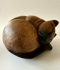 Vintage Hand-Carved Wooden Curled Up Sleeping Kitty Cat, Art Sculpture, Folk Art — photo 8