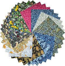 Vintage William Morris Floral Fabric Squares 10x10 for Quilting Retro Floral Cot