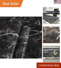 Black Marble Contact Paper Granite Peel and Stick Wallpaper for Countertops S...