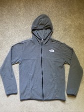 Boys The North Face Size L 14/16 Gray Zip Up Hooded Lightweight Fleece Jacket