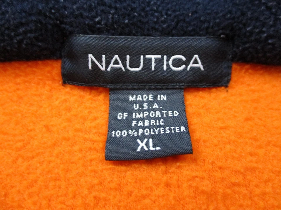 Vintage Nautica Sweater Mens XL Orange 1/4 Zip Fleece Pullover NAUTECH Made USA - Image 3 of 4
