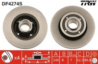 2X Bremsscheibe TRW Single DF4274S FüR Wind Clio Renault Megane Nissan Note CR0