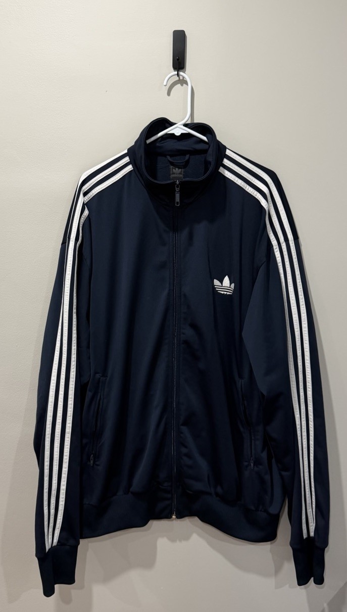 Vintage Y2K Adidas Trefoil Firebird Track Jacket Full Zip Blue Logo Size 3XL