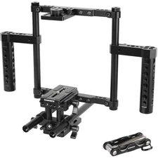 CAMVATE Hand-Held Full Frame Camera Cage with Manfrotto-Type QR Baseplate and 15