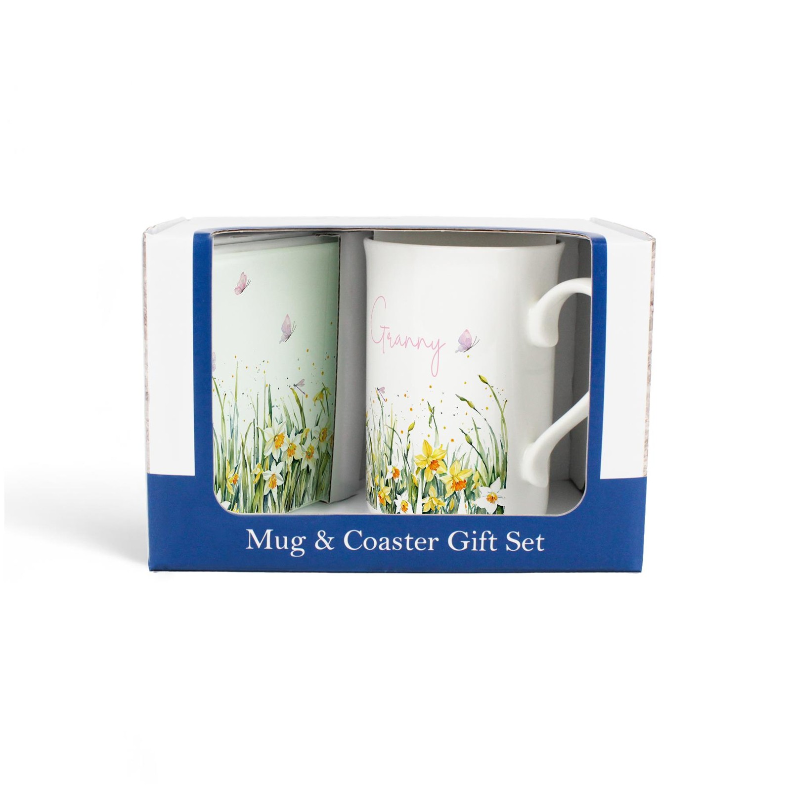 Spring Time Daffodils Granny Mug & Coaster Gift Set - Floral Present for Her
