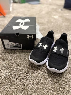 Under Armour Boys BPS Flash Sneakers Black & White NEW W/ Box, No Tie