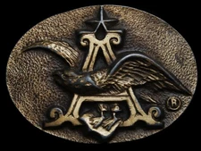MG11115 VINTAGE 1970s **ANHEUSER-BUSCH** EAGLE EMBLEM SOLID BRASS BEER BUCKLE