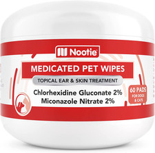 Nootie Medicated Dog Wipes, Chlorhexidine  Miconazole Pet Wipe for Dogs  Cats