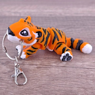 Mini Tiger 3D Printed Keychain Articulated Flexi Fidget Toy Gift- Bag Charm