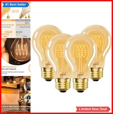 A19 Vintage LED Edison Light Bulb 4W 40W E26 2200K Amber Glass Dimmable