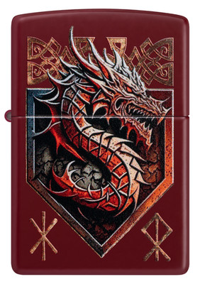 Zippo Windproof Classic Merlot Lighter With Red Dragon, 47136, New