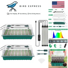 Bandeja de inicio de semillas con luz de crecimiento Kit de germinación interior 80 celdas con humidi...