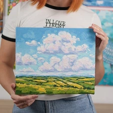 Midwest Landscape Oil Painting On Canvas 10x12" Impasto Country Palette Knife