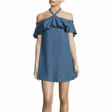Alice + Olivia Alexia Off-Shoulder Chambray Dress (Size Small)