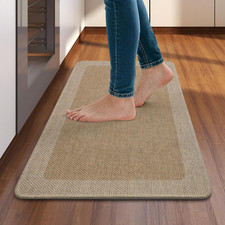 Kitchen Rugs, Non Slip Rubber Backing Kitchen Mat, 17"X30", Brown