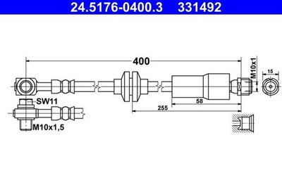 BREMSSCHLAUCH VORNE ATE 245176 04003 FÜR CHEVROLET OPEL