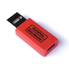 PortaPow USB-A to USB-C Data Blocker 1, red