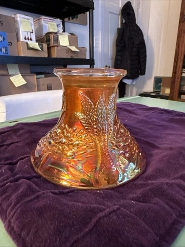 Vintage Maigold  Carnival Glass Orange Tree Punch Bowl Base 4-1/2" high