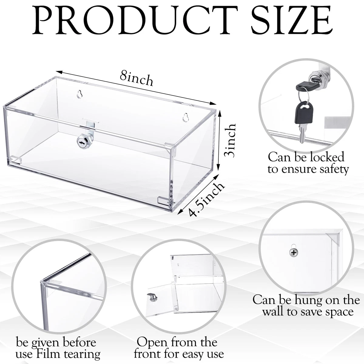 Caja de cerradura para medicamentos para refrigerador con llaves y herrajes de montaje 8 x 4,5 x 3 pulgadas...