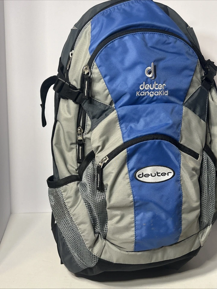 Mochila portabebés Deuter KangaKid senderismo viaje azul gris sol lluvia cubiertas Foto 3 de 4