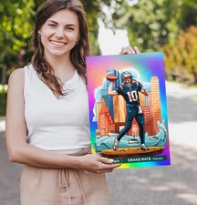Drake Maye New England Patriots QB Downtown NFL Football Poster Canvas