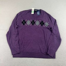 Club Room Sweater Mens Large Purple V Neck Lightweight Pullover NWT