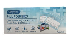 Serfeymi Resealable Pill Pouch Bags for Travel - 3" x 2.75" - 120 Count