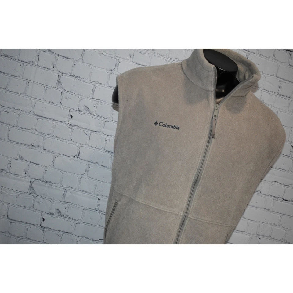 Columbia Chaqueta Chaleco Polar Para Hombres Talla XL Camping Senderismo Tostado Poliéster Cremallera Completa Foto 2 de 4