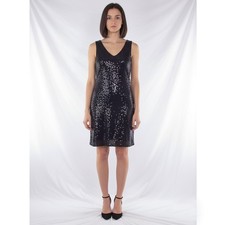 Women's Black S Short Tailored Sequin Stretch Stylish Slim Fit Dress