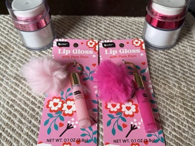 b.color Lip Gloss with Pom Pom Liquid 2-Pack Light Pink & Bright Pink 0.1 oz