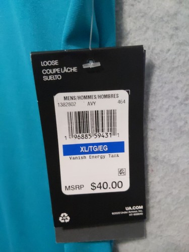 Under Armour Tank Top Men's Size XL Teal Vanish Energy Racerback Tank Workout - Picture 7 of 12