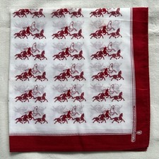 Vintage Handkerchief Cotton Red Horse Pattern Horseback Riding Pocket Square 16"