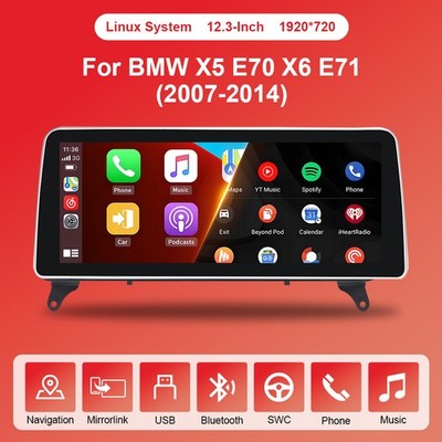 12.3'' Android Auto CarPlay Autoradio Bluetooth Linux Für BMW X5 E70 X6 E71 CIC