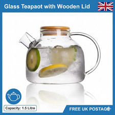Large 1L Heat Resistant Borosilicate Clear Glass Teapot Jug Coffee Tea Pot